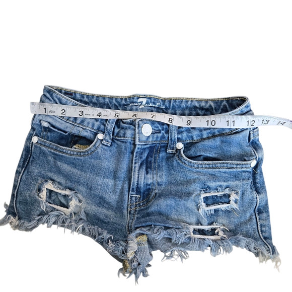 Distressed Blue Denim Women Shorts - Picture 1 of 5